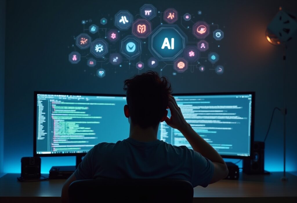 A man confused with his AI tools