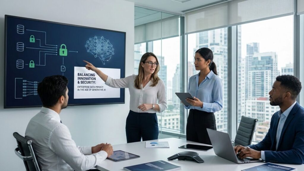 A team talking about security and generative AI